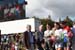 The prize winners pose for photos, watched by fans via the big screen TV  		CREDITS:   		TITLE:   		COPYRIGHT: CJ Farquharson    2011©         All rights retained - no copying, printing or other manipulation, editing or processing permitted without prior,