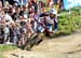 Aaron Gwin rolls into the finish after a brake failure 		CREDITS:  		TITLE: 2012 MTB World Championships 		COPYRIGHT: Rob Jones/www.canadiancyclist.com 2012 -copyright -All rights retained - no use permitted without prior, written permission