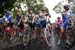 Awaiting their start on a soggy afternoon: Helen Wyman, Crystal Anthony, Gabby Durrin, Katie Compton, Katerina Nash with Meredith Miller behind her 		CREDITS:  		TITLE:  		COPYRIGHT: Meg McMahon