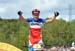 An happy Julien Absalon (BMC Mountainbike Racing Team) takes the win 		CREDITS:  		TITLE: Mont Ste Anne World Cup 2013 		COPYRIGHT: Rob Jones/www.canadiancyclist.com 2013 -copyright -All rights retained - no use permitted without prior, written permission