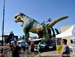 Dinosaurs are big in Drumheller... 		CREDITS:  		TITLE: Tour of Alberta 		COPYRIGHT: Rob Jones/www.canadiancyclist.com 2013 -copyright -All rights retained - no use permitted without prior, written permission