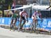 The early break - Sebastian Schonberger (Austria), Adil Barbari (Algeria) and Roman Kustadinchev (Russia) 		CREDITS:  		TITLE: 2014 Road World Championships Ponferrada Spain 		COPYRIGHT: Rob Jones/www.canadiancyclist.com 2014 -copyright -All rights retain