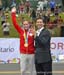 Jasmin Glaesser and Cycling Canada president John Tolkamp who celebrates her 4th medal 		CREDITS:  		TITLE:  		COPYRIGHT: Rob Jones www.canadiancyclist.com