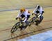 SUllivan and O Brien in womens team sprint gold medal final 		CREDITS:  		TITLE:  		COPYRIGHT: Rob Jones www.canadiancyclist.com