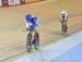 Brown about to be caught by Glaesser 		CREDITS:  		TITLE: Track Nationals 2015 		COPYRIGHT: Rob Jones/www.canadiancyclist.com 2015 -copyright -All rights retained - no use permitted without prior, written permission