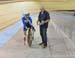 National Para Coach Eric Van den Eynde talks with Jaye Milley 		CREDITS:  		TITLE: Track Nationals 		COPYRIGHT: Rob Jones/www.canadiancyclist.com 2015 -copyright -All rights retained - no use permitted without prior, written permission