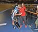 Annie Foreman-Mackey gets a congratulatory hug 		CREDITS:  		TITLE: 2016 Track World Championships, London UK 		COPYRIGHT: Rob Jones/www.canadiancyclist.com 2016 -copyright -All rights retained - no use permitted without prior, written permission