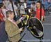 Canadian bikes are checked for motors by the infamous UCI blue tablet... 		CREDITS:  		TITLE: 2016 Track World Championships, London UK 		COPYRIGHT: Rob Jones/www.canadiancyclist.com 2016 -copyright -All rights retained - no use permitted without prior, w