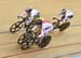 The action gets very close in the Keirin, Maximilian Levy (Germany) would come from behind to win heat 		CREDITS:  		TITLE: 2016 Track World Championships, London UK 		COPYRIGHT: Rob Jones/www.canadiancyclist.com 2016 -copyright -All rights retained - no 