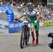 Jose Ulloa suffers a broken chain at the start 		CREDITS: Rob Jones/www.canadiancyclist.co 		TITLE: 2016 MTB World Championships 		COPYRIGHT: Rob Jones/www.canadiancyclist.com 2016 -copyright -All rights retained - no use permitted without prior; written 