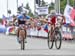 The sprint for bronze between Batty and Wloszczowska 		CREDITS: Rob Jones/www.canadiancyclist.co 		TITLE: 2016 MTB World Championships 		COPYRIGHT: Rob Jones/www.canadiancyclist.com 2016 -copyright -All rights retained - no use permitted without prior; wr