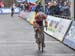 Vos started the last lap with a good gap, but dropped her chain 		CREDITS:  		TITLE: 2017 Cyclocross World Championships 		COPYRIGHT: Rob Jones/www.canadiancyclist.com 2017 -copyright -All rights retained - no use permitted without prior; written permissi