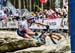 Evie Richards went down in the rock garden while in the lead 		CREDITS:  		TITLE: XC World Cup 1, Nove Mesto, Czech Republic 		COPYRIGHT: Rob Jones/www.canadiancyclist.com 2017 -copyright -All rights retained - no use permitted without prior; written perm