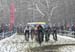 Snow was falling rather heavily on the start 		CREDITS:  		TITLE: 2018 Canadian Cyclo-cross Championships 		COPYRIGHT: Rob Jones/www.canadiancyclist.com 2018 -copyright -All rights retained - no use permitted without prior, written permission