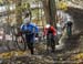 Michael van den Ham (Garneau-Easton) leading Raphael Gagne (OMX- Silverback) and Geoff Kabush (Yeti/Maxxis) on the run up 		CREDITS:  		TITLE: 2018 Canadian Cyclo-cross Championships 		COPYRIGHT: Rob Jones/www.canadiancyclist.com 2018 -copyright -All righ