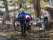 Michael van den Ham (Garneau-Easton) leading Raphael Gagne (OMX- Silverback) and Geoff Kabush (Yeti/Maxxis) on the run up 		CREDITS:  		TITLE: 2018 Canadian Cyclo-cross Championships 		COPYRIGHT: Rob Jones/www.canadiancyclist.com 2018 -copyright -All righ