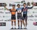 Stage podium: l to r- Danick Vandale, James Piccoli, Thomas Stewart 		CREDITS:  		TITLE: Tour de Beauce 		COPYRIGHT: Rob Jones/www.canadiancyclist.com 2018 -copyright -All rights retained - no use permitted without prior; written permission