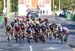 Riley Pickrell  (black and red helmet) starts to sprint 		CREDITS:  		TITLE: 2018 Tour de L Abitibi 		COPYRIGHT: Rob Jones/www.canadiancyclist.com 2018 -copyright -All rights retained - no use permitted without prior; written permission