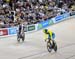 Kaarle McCulloch (Australia) vs Lauriane Genest (Canada) in Bronze medal ride 		CREDITS:  		TITLE: Commonwealth Games, Gold Coast 2018 		COPYRIGHT: Rob Jones/www.canadiancyclist.com 2018 -copyright -All rights retained - no use permitted without prior; wr