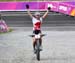 Evie Richards celebrates her silver medal 		CREDITS:  		TITLE: Commonwealth Games, Gold Coast 2018 		COPYRIGHT: Rob Jones/www.canadiancyclist.com 2018 -copyright -All rights retained - no use permitted without prior; written permission