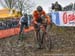 Mathieu van der Poel (Ned) and Michael Vanthourenhout (Bel) navigate the ruts 		CREDITS:  		TITLE: 2018 Cyclo-cross World Championships, Valkenburg NED 		COPYRIGHT: Rob Jones/www.canadiancyclist.com 2018 -copyright -All rights retained - no use permitted 