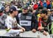 Loic Bruni, Steve Peat and Greg Minnaar catch up 		CREDITS:  		TITLE: 2018 La Bresse MTB World Cup 		COPYRIGHT: Rob Jones/www.canadiancyclist.com 2018 -copyright -All rights retained - no use permitted without prior; written permission