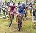 Catharine Pendrel (Can) Clif Pro Team and Sabine Spitz (Ger) Wiawis Bikes Pro Team 		CREDITS:  		TITLE: 2018 La Bresse MTB World Cup XCC 		COPYRIGHT: Rob Jones/www.canadiancyclist.com 2018 -copyright -All rights retained - no use permitted without prior; 