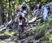 Anton Cooper (NZl) Trek Factory Racing XC, Nino Schurter (Sui) Scott-SRAM MTB Racing at the top of Beatrice rock descent 		CREDITS:  		TITLE: 2018 MSA MTB World Cup 		COPYRIGHT: ROB JONES/CANADIAN CYCLIST