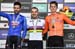 L to r: Gerhard Kerschbaumer, Nino Schurter, Mathieu van der Poel  		CREDITS:  		TITLE: 2018 MTB World Championships, Lenzerheide, Switzerland 		COPYRIGHT: Rob Jones/www.canadiancyclist.com 2018 -copyright -All rights retained - no use permitted without p