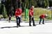 A sweep by hand to remove glass from the course 		CREDITS:  		TITLE: 2018 MTB World Championships, Lenzerheide, Switzerland