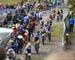 Feed zone was a busy place 		CREDITS:  		TITLE: 2018 MTB World Championships, Lenzerheide, Switzerland 		COPYRIGHT: Rob Jones/www.canadiancyclist.com 2018 -copyright -All rights retained - no use permitted without prior; written permission