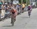 Katherine Maine leading Kinley Gibson, final sprint for the win 		CREDITS:  		TITLE: Canadian Road National Championships - RR 		COPYRIGHT: Rob Jones/www.canadiancyclist.com 2018 -copyright -All rights retained - no use permitted without prior; written pe