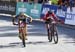 Helene Clauzel nips Laurie Arseneault 		CREDITS:  		TITLE: World Cup Lenzerheide, 2019 		COPYRIGHT: Rob Jones/www.canadiancyclist.com 2019 -copyright -All rights retained - no use permitted without prior, written permission