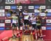 Podium: l to r - Rebecca McConnell, Anne Terpstra, Pauline Ferrand Prevot, Annie Last, Kate Courtney 		CREDITS:  		TITLE: 2019 World Cup Final, Snowshoe WV 		COPYRIGHT: ROB JONES/CANADIAN CYCLIST